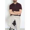 Fermuarlı Polo Yaka Tişört Mürdüm - 71596.2167.