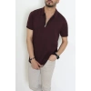 Fermuarlı Polo Yaka Tişört Mürdüm - 71596.2167.