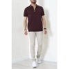Fermuarlı Polo Yaka Tişört Mürdüm - 71596.2167.