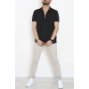 Fermuarlı Polo Yaka Tişört Siyah - 71596.2167.