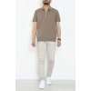 Fermuarlı Polo Yaka Tişört Vizon - 71596.2167.