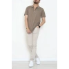 Fermuarlı Polo Yaka Tişört Vizon - 71596.2167.