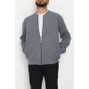 Fermuarlı Selanik Kumaş Erkek Sweat Füme - 42675.1567.