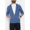 Fermuarlı Yan Kup Kapşonlu Erkek Sweat İndigo - 25972.2125.