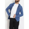 Fermuarlı Yan Kup Kapşonlu Erkek Sweat İndigo - 25972.2125.