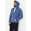 Fermuarlı Yan Kup Kapşonlu Erkek Sweat İndigo - 25972.2125.