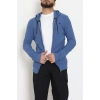 Fermuarlı Yan Kup Kapşonlu Erkek Sweat İndigo - 25972.2125.
