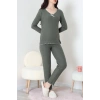 Fitilli İnterlok Pijama Takımı Koyuhaki - 70796.1048.