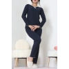 Fitilli İnterlok Pijama Takımı Lacivert - 70796.1048.