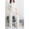 Fitilli Kumaş Pijama Takımı Bej - 52302.1567.