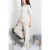 Fitilli Kumaş Pijama Takımı Bej - 52302.1567.
