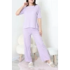 Fitilli Kumaş Pijama Takımı Lila - 52302.1567.
