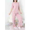 Fitilli Kumaş Pijama Takımı Pembe - 52302.1567.