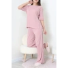 Fitilli Kumaş Pijama Takımı Pembe - 52302.1567.