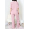 Fitilli Kumaş Pijama Takımı Pembe - 52302.1567.