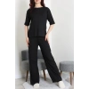 Fitilli Kumaş Pijama Takımı Siyah - 52302.1567.