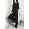 Fitilli Kumaş Pijama Takımı Siyah - 52302.1567.