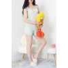 Fitilli Kumaş Şortlu Pijama Takımı Suyeşili - 31861.2123.
