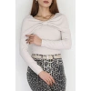 Fitilli Modal Kumaş Fiyonk Detay Bluz Bej - 70871.1918.