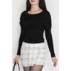 Fitilli Modal Kumaş Fiyonk Detay Bluz Siyah - 70871.1918.