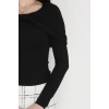 Fitilli Modal Kumaş Fiyonk Detay Bluz Siyah - 70871.1918.