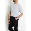 Fitilli Triko Erkek Tişört Gri - 71099.1947.