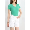 Fitilli V Yaka Body Yeşil - 70536.1388.