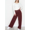 Full Likra İthal Krep Yandan Fermuarlı Pantolon Bordo - 90161.1837.