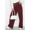 Full Likra İthal Krep Yandan Fermuarlı Pantolon Bordo - 90161.1837.