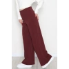 Full Likra İthal Krep Yandan Fermuarlı Pantolon Bordo - 90161.1837.