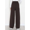 Full Likra İthal Krep Yandan Fermuarlı Pantolon Kahve - 90161.1837.