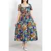 Gipeli Çiçekli Elbise Beyazyeşil - 90355.1247.