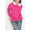 Gömlek Yaka 3 İplik Sweat Fuşya - 21985.200.