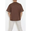 İki İplik Biyeli Oversize Erkek Tişört Acıkahve - 71401.1567.