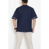 İki İplik Biyeli Oversize Erkek Tişört Lacivert - 71401.1567.
