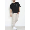 İki İplik Biyeli Oversize Erkek Tişört Siyah - 71401.1567.