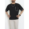 İki İplik Biyeli Oversize Erkek Tişört Siyah - 71401.1567.