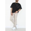 İki İplik Biyeli Oversize Erkek Tişört Siyah - 71401.1567.