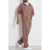 İki İplik Oversize Fermuarlı Erkek Takım Kahve - 80272.1567.