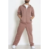 İki İplik Oversize Fermuarlı Erkek Takım Kahve - 80272.1567.