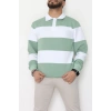 İki İplik Penye Parçalı Erkek Polo Yaka Mint - 55025.1947.