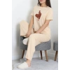 İpek Apreli Süprem Pijama Takımı Bej - 52238.1567.