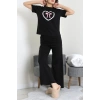 İpek Apreli Süprem Pijama Takımı Siyahpembe - 52238.1567.