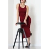 Kalın Askılı Sandy Elbise Bordo - 70833.1949.