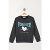 Kalp Baskılı 2 İp 10-13 Yaş Sweatshirt Füme - 7260005.1576.
