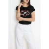 Kalp Baskılı Bluz Siyah - 43997.599.