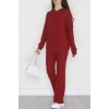 Kapşonlu İnterlok Kumaş İkili Takım Bordo - 42636.1567.