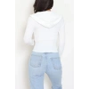 Kapşonlu Parmak Geçmeli Body Beyaz - 70769.1567.