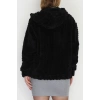Kapşonlu Peluş Ceket Siyah - 4116.1247.
