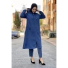 Kapşonlu Tesettür Kap İndigo